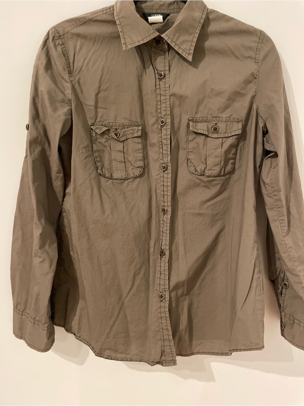 J.Crew women’s Casual Button-Up Shirt in olive green